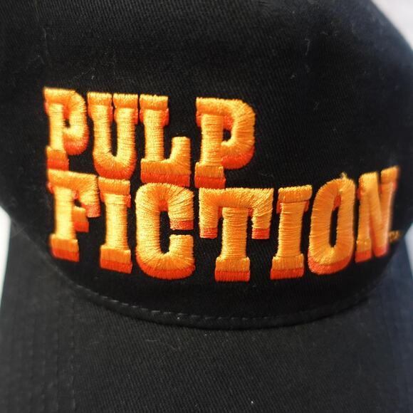 Pulp Fiction Hat Cap Snap Back One Size Black Orange Embroidered Movie 90s Logo - Picture 5 of 5